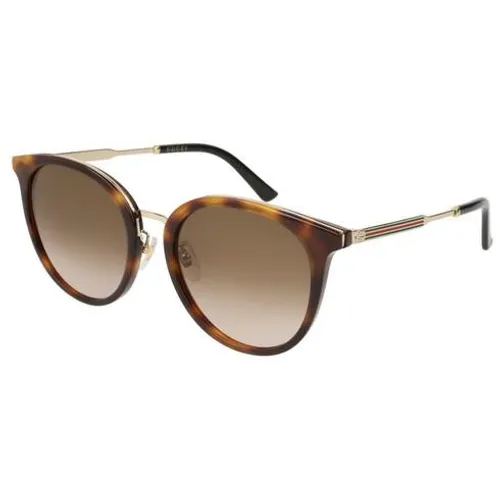 Kính Mát Gucci Brown Shaded Round Ladies Sunglasses GG0204SK-003 56